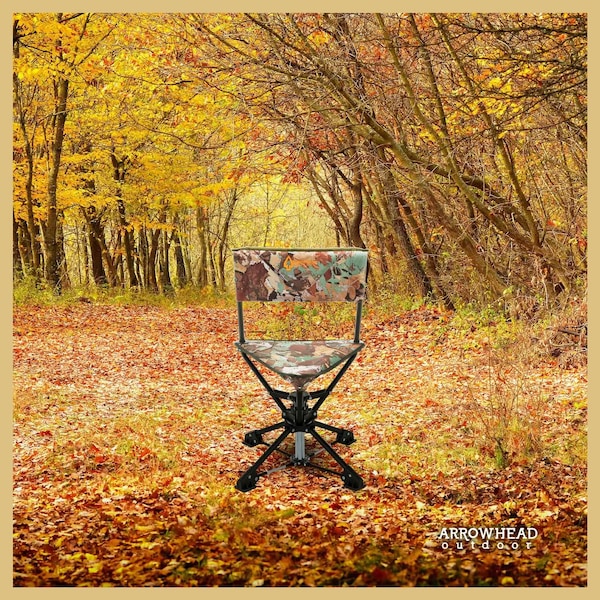 Arrowhead Outdoor 360Deg-Swiveling Compact Hunting Blind and Fishing Chair Stool Seat, Camouflage - KKS0342U