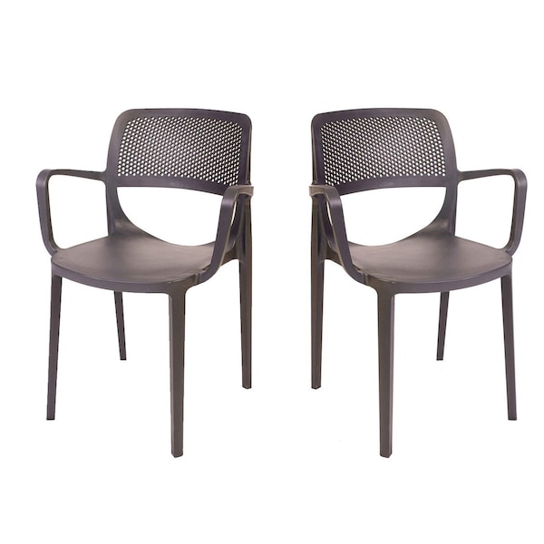 Rainbow Outdoor Mila Set of 2 Stackable Armchair-Anthracite - RBO-MILA-ANT-AC-SET2