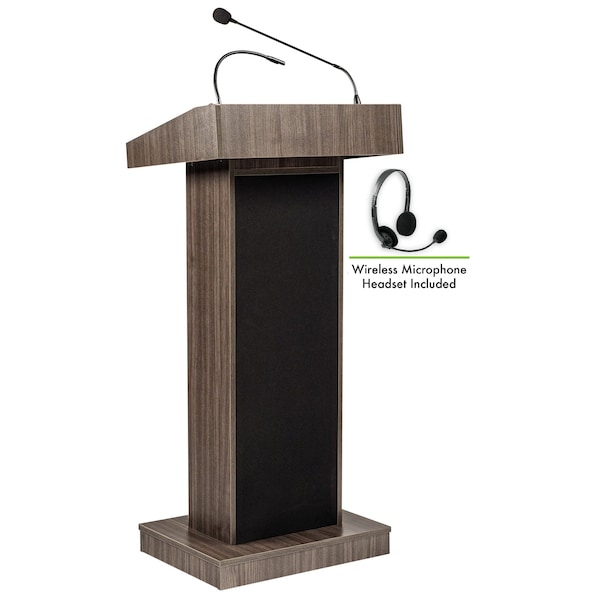 Oklahoma Sound Oklahoma Sound Orator Lectern with Wireless Headset Mic, Ribbonwood - 800X-RW/LWM-7