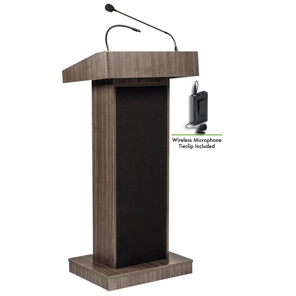 Oklahoma Sound Oklahoma Sound Orator Lectern with Wireless Headset Mic, Ribbonwood - 800X-RW/LWM-7