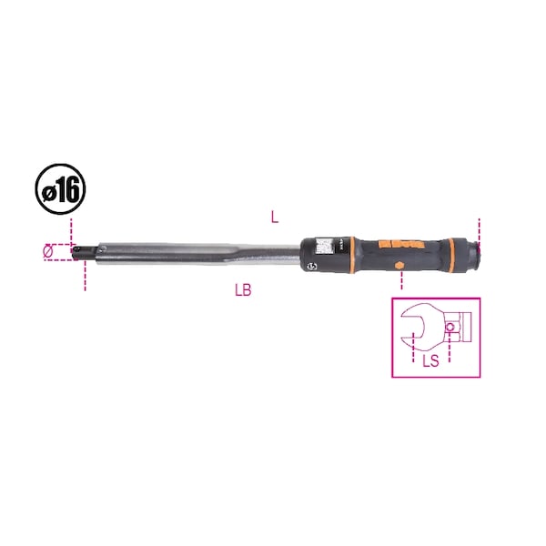 Beta 668N Click-Type Torque Bar, 10-50 Nm, Torque Accuracy: ±3% - 006680005