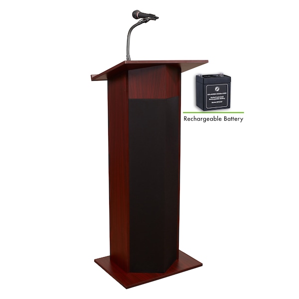 Oklahoma Sound Power Plus Lectern and Rechargeable Battery, Mahogany - M111PLS-MY