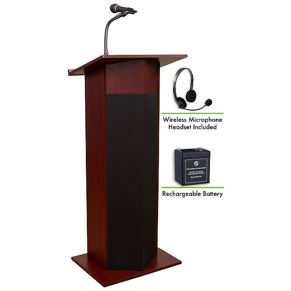Oklahoma Sound OS Power Plus Lectern Recharge Battery Wireless Head Mic Mahogany - M111PLS-MY/LWM-7