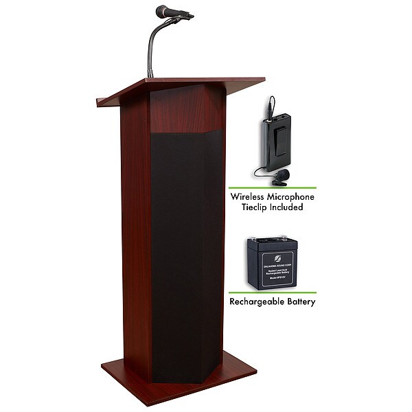 Oklahoma Sound OS Power Plus Lectern Recharge Battery Wireless Tie Clip Mic Mahogany - M111PLS-MY/LWM-6