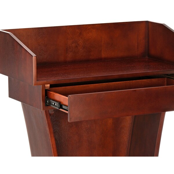 Adiroffice Wood Floor Stand-Up Podium Lectern with Storage Drawer in Cherry - ADI661-012-CH-MK
