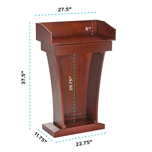 Adiroffice Wood Floor Stand-Up Podium Lectern with Storage Drawer in Cherry - ADI661-012-CH-MK