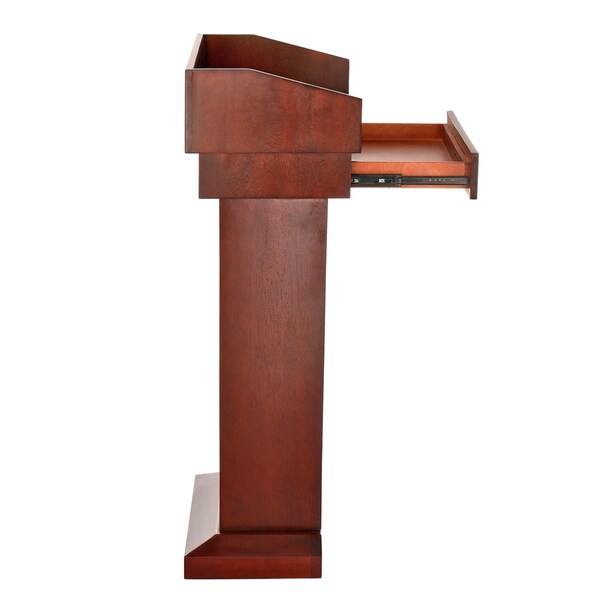 Adiroffice Wood Floor Stand-Up Podium Lectern with Storage Drawer in Cherry - ADI661-012-CH-MK