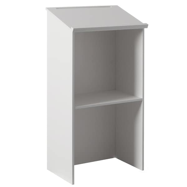 Basicwise Standing Floor Podium with Storage for Church, School, Office or Home, White - QI004421.WT