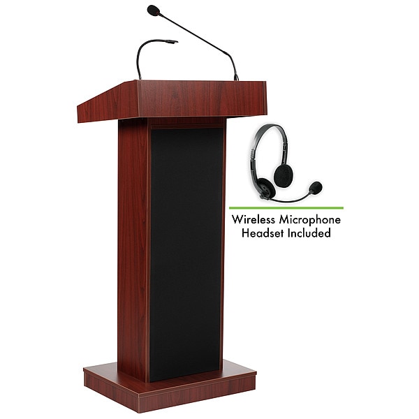 Oklahoma Sound Orator Lectern with Wireless Headset Mic, Mahogany - 800X-MY/LWM-7