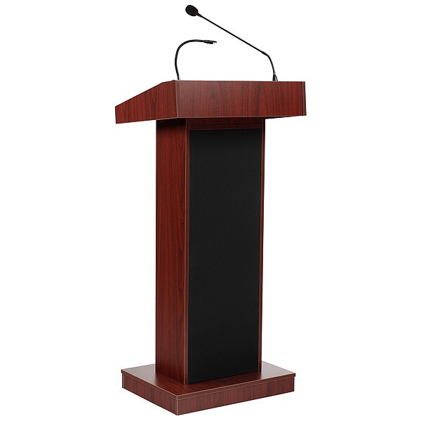 Oklahoma Sound OS Orator Lectern, Recharge Battery with Wireless Tie Clip, Mahogany - M800X-MY/LWM-6