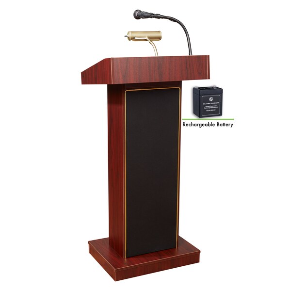 Oklahoma Sound Orator Lectern and Rechargeable Battery, Mahogany - M800X-MY