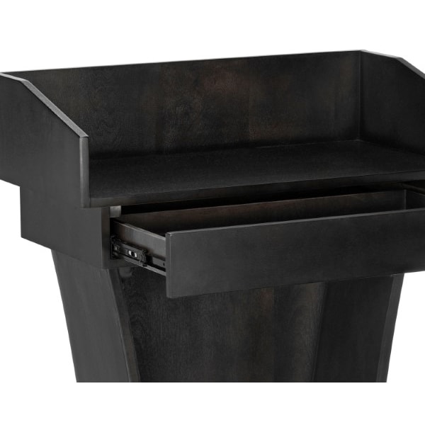 Adiroffice Wood Stand-Up Podium Lectern with Drawer, Black - ADI661-012-BLK