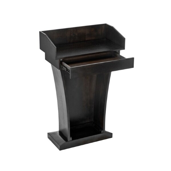Adiroffice Wood Stand-Up Podium Lectern with Drawer, Black - ADI661-012-BLK