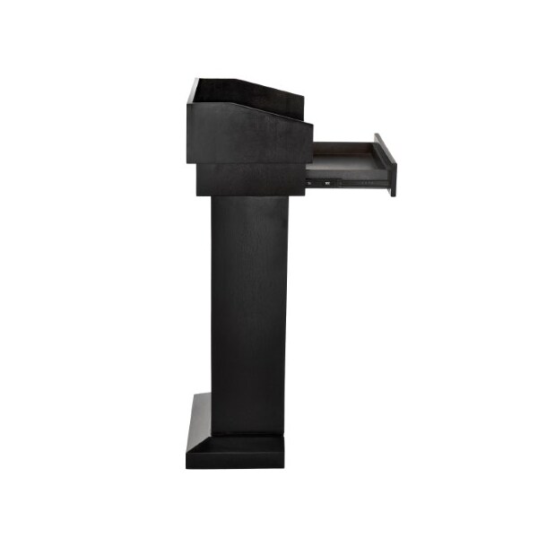 Adiroffice Wood Stand-Up Podium Lectern with Drawer, Black - ADI661-012-BLK