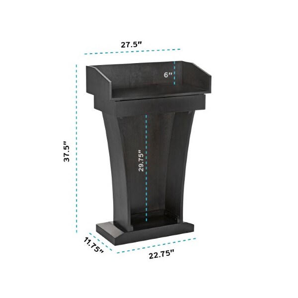 Adiroffice Wood Stand-Up Podium Lectern with Drawer, Black - ADI661-012-BLK