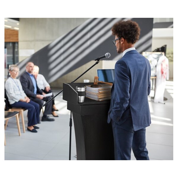 Adiroffice Wood Stand-Up Podium Lectern with Drawer, Black - ADI661-012-BLK
