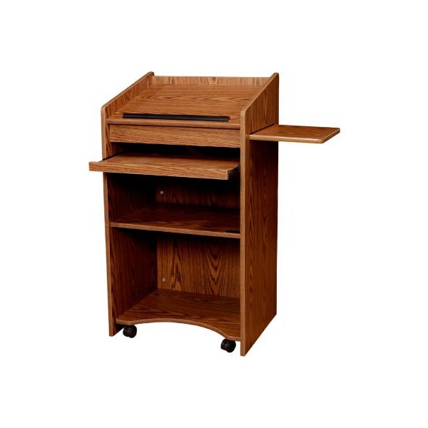 National Public Seating Aristocrat Floor Lectern / Podium - Medium Oak - 600-MO