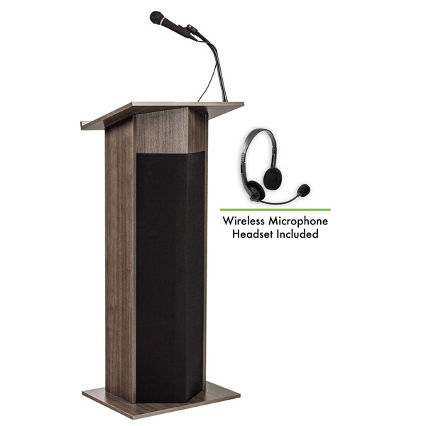 Oklahoma Sound Oklahoma Sound Power Plus Lectern with Wireless Headset Mic, Ribbonwood - 111PLS-RW/LWM-7