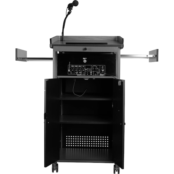 Oklahoma Sound Greystone Lectern, Sound, Rechargeable Battery, Wireless Tie Clip Mic - MGSL-S/LWM-6