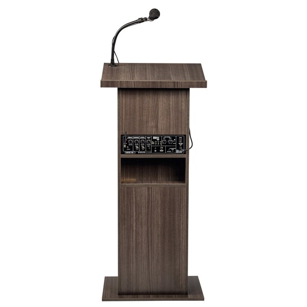 Oklahoma Sound Oklahoma Sound Power Plus Lectern and Rechargeable Battery with Wireless Headset Mic, Ribbonwood - M111PLS-RW/LWM-7