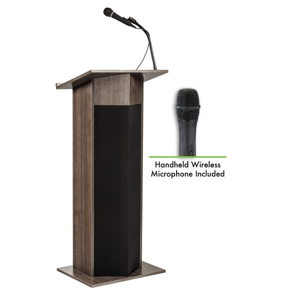 Oklahoma Sound Oklahoma Sound Power Plus Lectern with Wireless Handheld Mic, Ribbonwood - 111PLS-RW/LWM-5