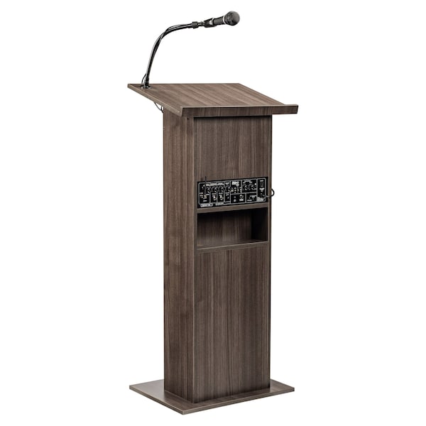 Oklahoma Sound Oklahoma Sound Power Plus Lectern with Wireless Handheld Mic, Ribbonwood - 111PLS-RW/LWM-5