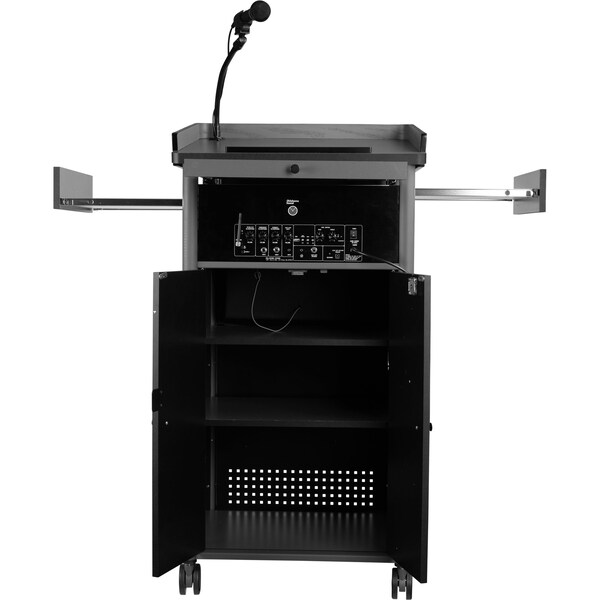 Oklahoma Sound Greystone Lectern with Sound and Wireless Tie Clip/Lavalier Mic - GSL-S/LWM-6