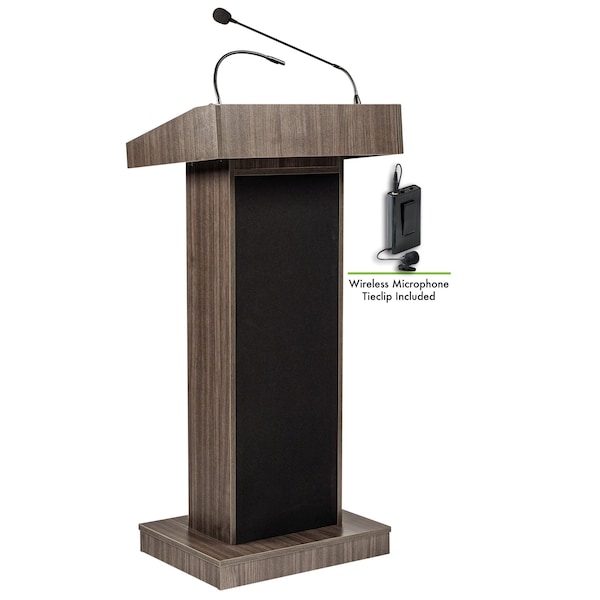 Oklahoma Sound Oklahoma Sound Orator Lectern with Wireless Tie Clip/ Lavalier Mic, Ribbonwood - 800X-RW/LWM-6