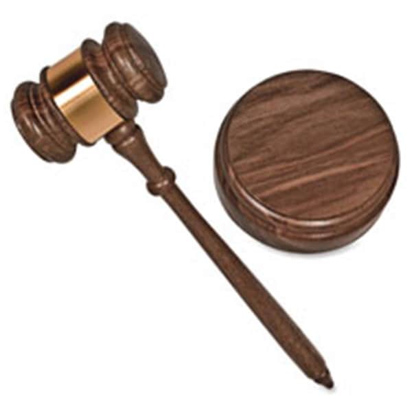 The Workstation Gavel Set, Sound Block, Brass Band, 10.25 in. Gavel, Walnut - TH127536