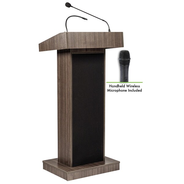 Oklahoma Sound Oklahoma Sound Orator Lectern with Wireless Handheld Mic, Ribbonwood - 800X-RW/LWM-5