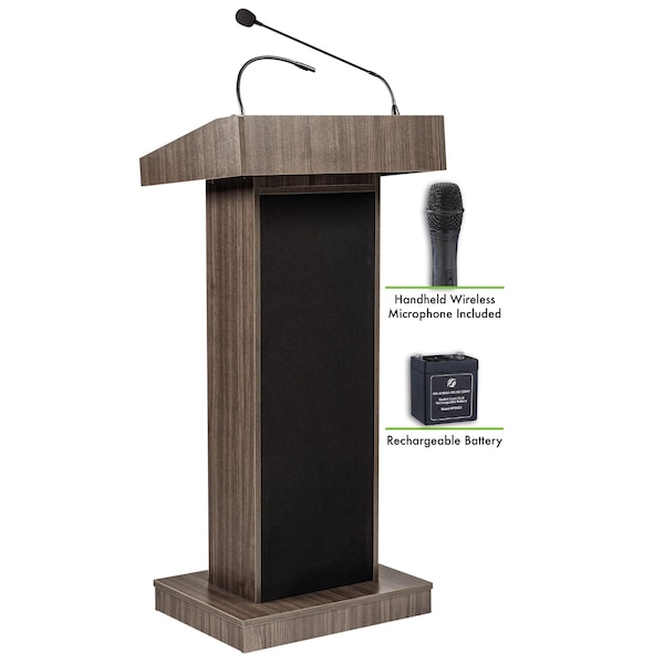 Oklahoma Sound Oklahoma Sound Orator Lectern with Wireless Handheld Mic, Ribbonwood - 800X-RW/LWM-5