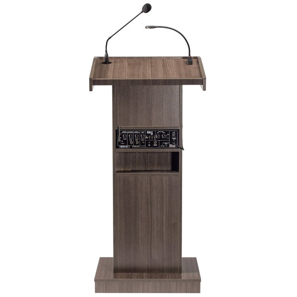 Oklahoma Sound Oklahoma Sound Orator Lectern with Wireless Handheld Mic, Ribbonwood - 800X-RW/LWM-5