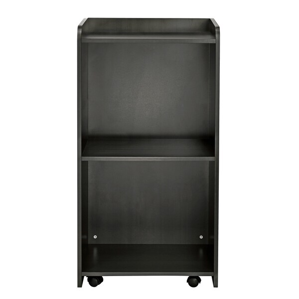 Adiroffice Wood Mobile Presentation Podium Lectern Stand with Shelves in Black - ADI661-07-BLK-MK