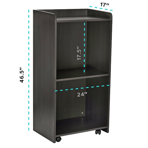 Adiroffice Wood Mobile Presentation Podium Lectern Stand with Shelves in Black - ADI661-07-BLK-MK
