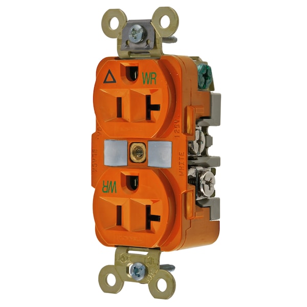 Hubbell Wiring Device-Kellems Straight Blade Devices, Receptacles, Weather Resistant Duplex, Commercial/Industrial Grade, Isolated Ground, 20A 125V, 2-Pole 3-Wire Grounding, 5-20R - IG5362WR