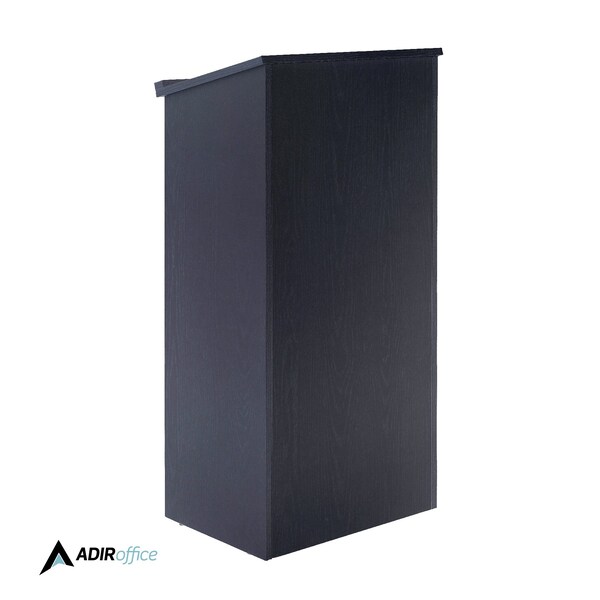 Adiroffice Wood Floor Standing Desk Podium Lectern with Shelf, Black Finish Wood - ADI661-01-BLK-MK