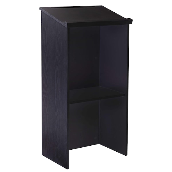 Adiroffice Wood Floor Standing Desk Podium Lectern with Shelf, Black Finish Wood - ADI661-01-BLK-MK