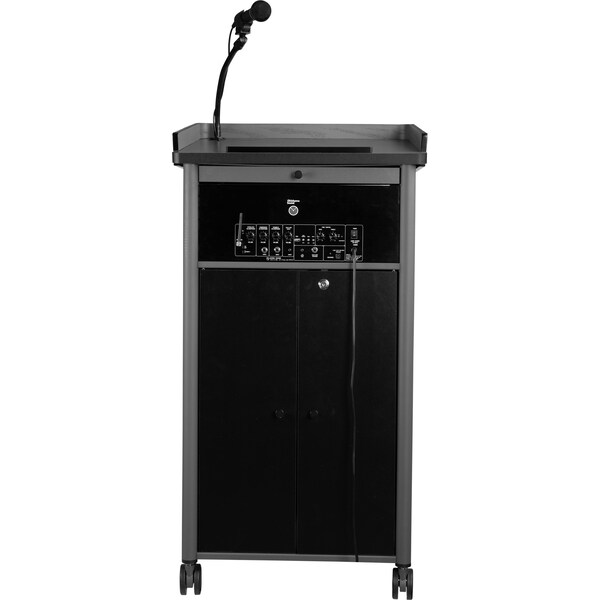 Oklahoma Sound Greystone Lectern, Sound, Rechargeable Battery, Wireless Handheld Mic - MGSL-S/LWM-5