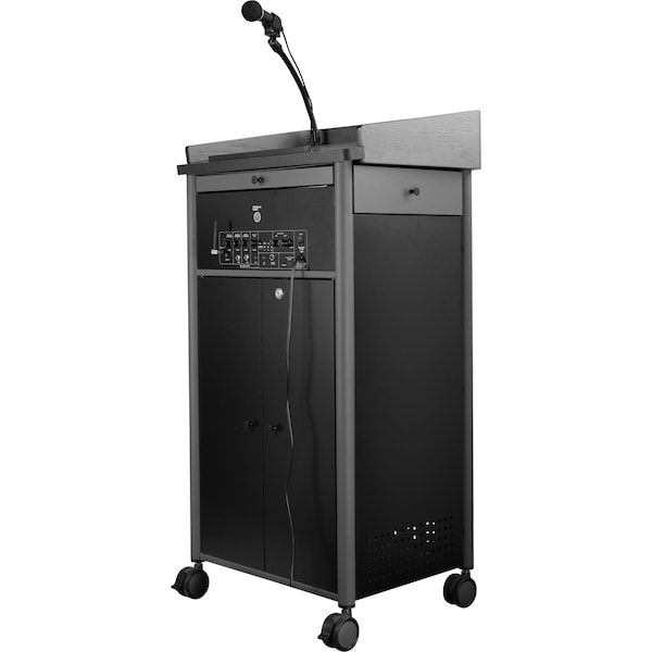 Oklahoma Sound Greystone Lectern, Sound, Rechargeable Battery, Wireless Handheld Mic - MGSL-S/LWM-5