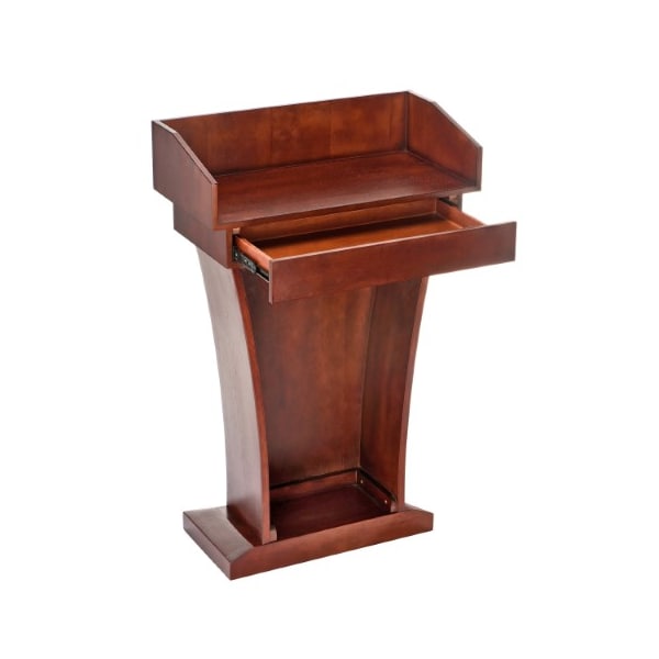 Adiroffice Wood Stand-Up Podium Lectern with Drawer, Cherry Wood Grain - ADI661-012-CH
