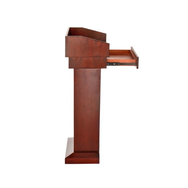 Adiroffice Wood Stand-Up Podium Lectern with Drawer, Cherry Wood Grain - ADI661-012-CH