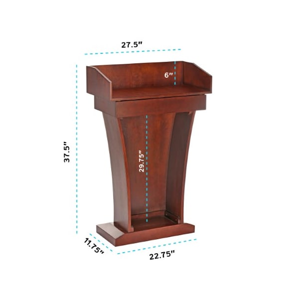 Adiroffice Wood Stand-Up Podium Lectern with Drawer, Cherry Wood Grain - ADI661-012-CH