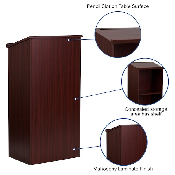 Flash Furniture Lectern, Mahogany, Floor Type - MT-M8830-LECT-MAH-GG