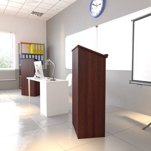 Flash Furniture Lectern, Mahogany, Floor Type - MT-M8830-LECT-MAH-GG