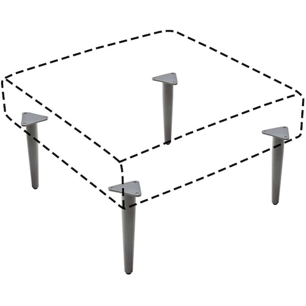 Lorell Sectional Base, Single, Metal, 4-1/2"x9-3/4"x1-1/2", 4/ST, GY 10PK - LLR86932