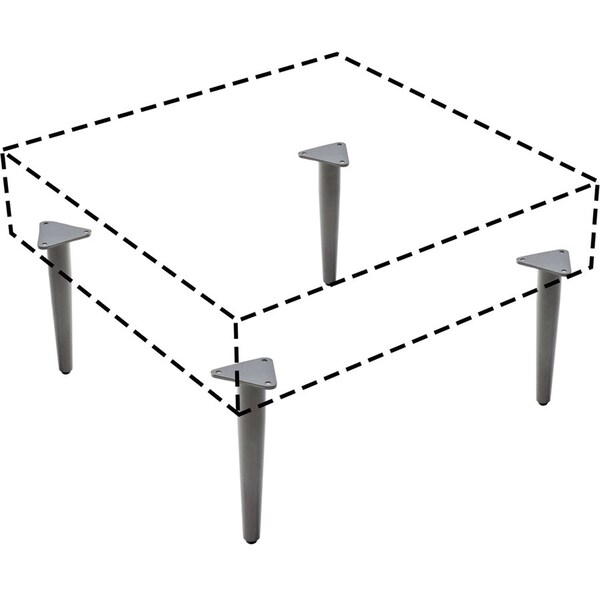 Lorell Sectional Base, Single, Metal, 4-1/2"x9-3/4"x1-1/2", 4/ST, GY 10PK - LLR86932