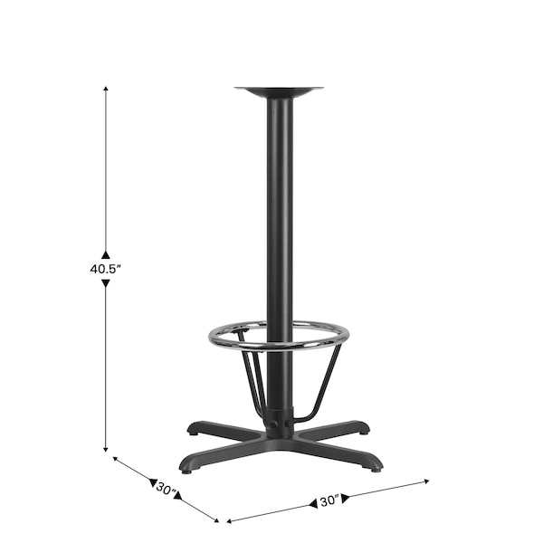 Flash Furniture Black 30" x 30" Bar Height X-Base - XU-T3030-BAR-3CFR-GG