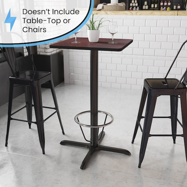 Flash Furniture Black 30" x 30" Bar Height X-Base - XU-T3030-BAR-3CFR-GG