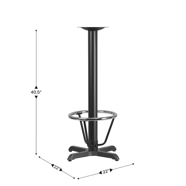 Flash Furniture Black 22" x 22" Bar Height X-Base - XU-T2222-BAR-3CFR-GG