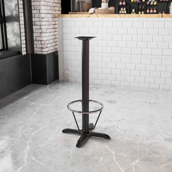 Flash Furniture Black 22" x 22" Bar Height X-Base - XU-T2222-BAR-3CFR-GG